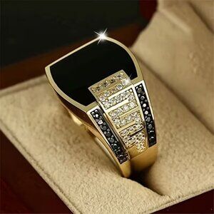 TAKE EXTRA 50% OFF >>> Zirconia gold tone  Ring, Suitable for Men's Daily Wear